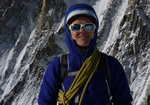 Heather Swift alpine climbing in the Patagonia Women's Nano-Air Hoody, 4 kb