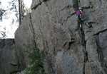 The Corbie used as a single on Keema, Luhti, Finland. Anne Kokkonen climbing., 3 kb