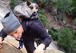 Dean climbing with his dog Whisper, 4 kb